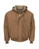 Bulwark Insulated Brown Duck Hooded Jacket with Knit Trim JLH6 / JLH6BD