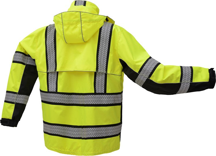 GSS Safety [6501] ONYX Class 3 Hi Vis Ripstop Safety Rain Coat with Teflon Coating - Lime. Live Chat for Bulk Discounts.