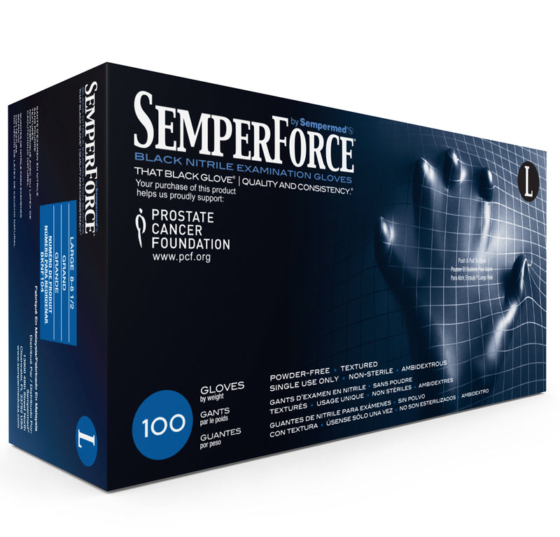 SemperForce [BKNF] Black Nitrile 5 Mil Powder Free Exam Gloves (Case of 1000). Free Shipping. Live Char for Bulk Discount Codes.