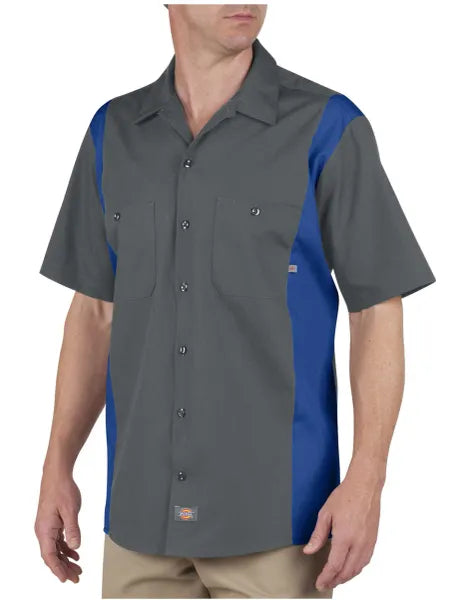 Dickies [LS524] Industrial Color Block Short Sleeve Shirt. Live Chat for Bulk Discounts.