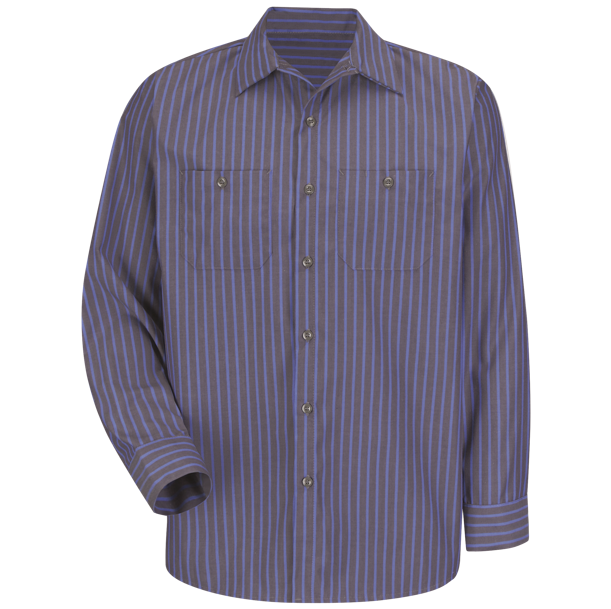 Red Kap [SP14] Long Sleeve Industrial Stripe Work Shirt. Live Chat for Bulk Discounts.