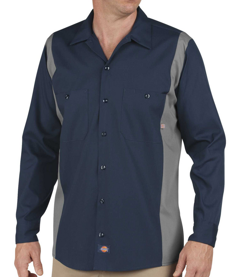 Dickies [LL524] Industrial Color Block Long Sleeve Shirt. Live Chat for Bulk Discounts.