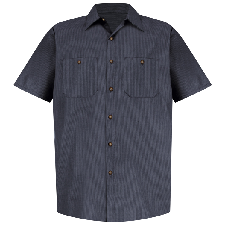 Red Kap [SP24] Short Sleeve Geometric Micro-Check Work Shirt. Live Chat for Bulk Discounts.