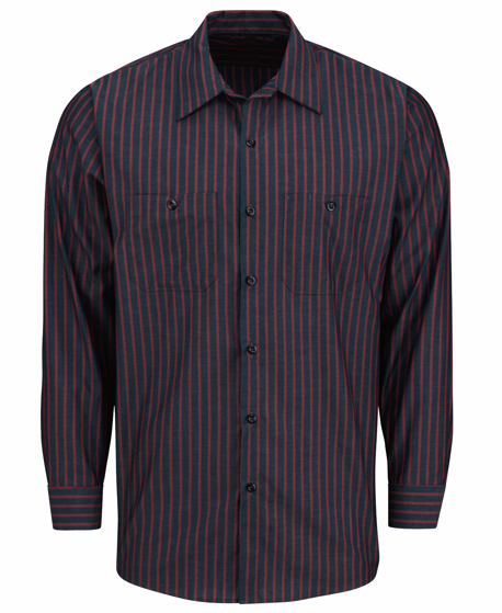 Red Kap [SP14] Long Sleeve Industrial Stripe Work Shirt. Live Chat for Bulk Discounts.