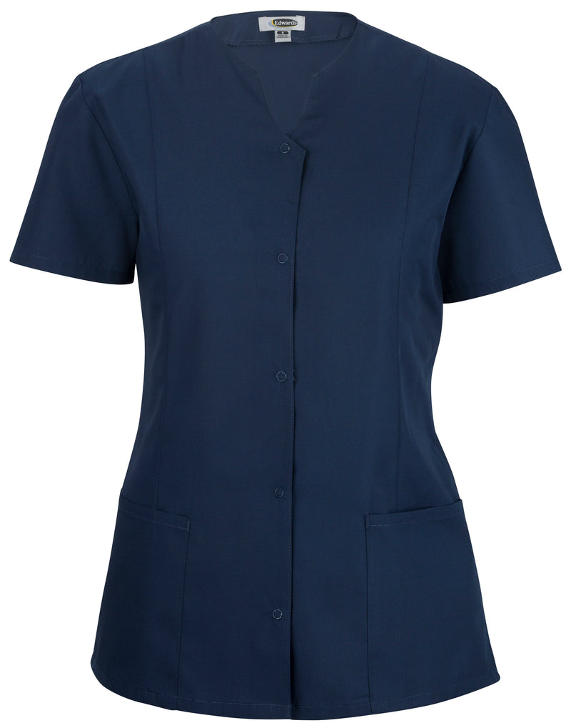 Edwards [7889] Ladies Essential Snap-Front Housekeeping Smock. Live Chat For Bulk Discounts.
