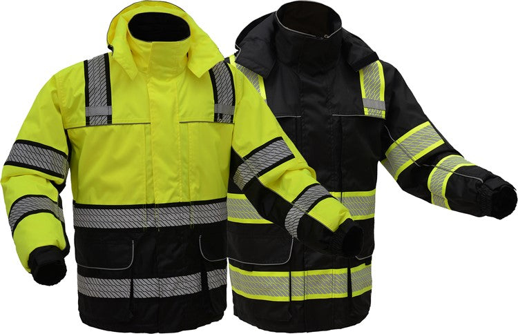 GSS Safety [8505] Hi Vis Onyx Ripstop 3-in-1 Winter Parka Jacket-Lime. Live Chat For Bulk Discounts.
