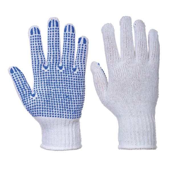 A111-White/Blue.  Classic Polka Dot Glove.  Live Chat for Bulk Discounts