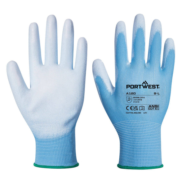 A120-Blue.  PU Palm Glove.  Live Chat for Bulk Discounts