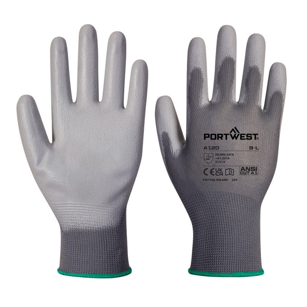 A120-Gray.  PU Palm Glove.  Live Chat for Bulk Discounts