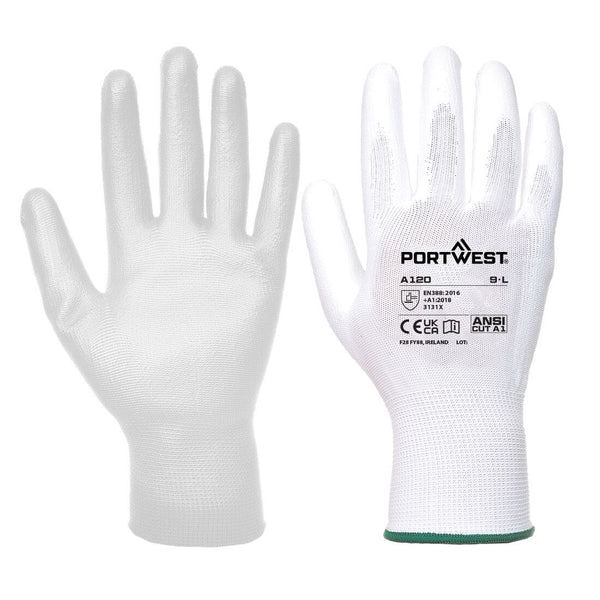A120-White.  PU Palm Glove.  Live Chat for Bulk Discounts