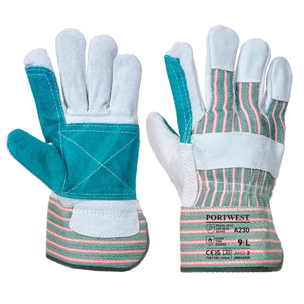 A230-Gray.  Double Palm Rigger Glove.  Live Chat for Bulk Discounts