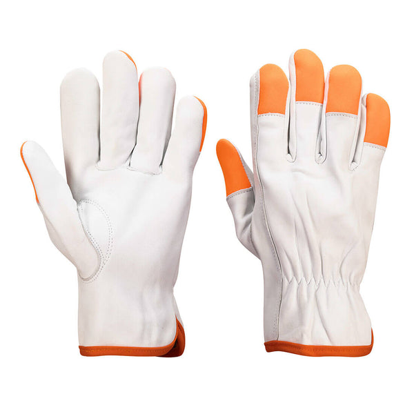 A261-White.  Orange Tip Driver Gloves (12pk).  Live Chat for Bulk Discounts