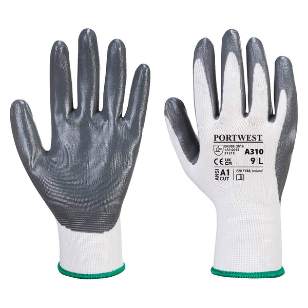 A310-Gray/White.  Flexo Grip Nitrile Glove.  Live Chat for Bulk Discounts