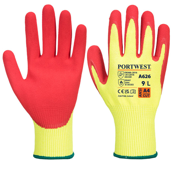 A626-Yellow/Red.  Vis-Tex HR Cut Glove.  Live Chat for Bulk Discounts