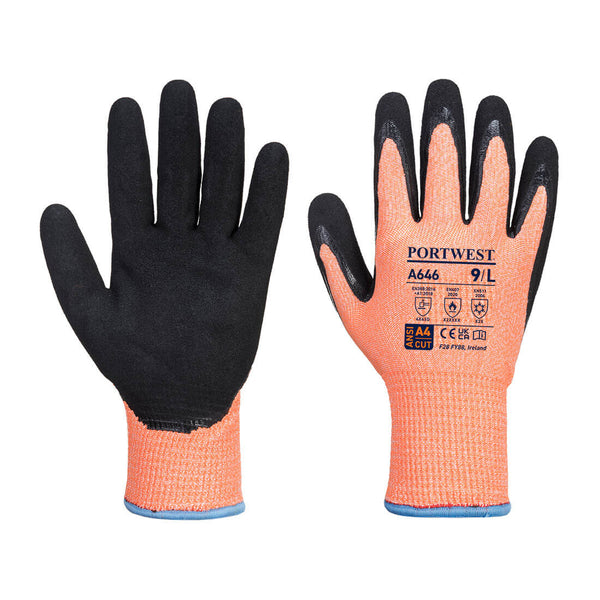 A646-Orange/Black.  Vis-Tex Winter HR Cut Glove Nitrile.  Live Chat for Bulk Discounts