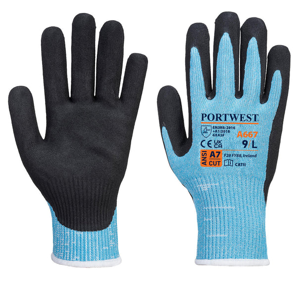A667-Blue/Black.  Claymore AHR Cut Glove.  Live Chat for Bulk Discounts