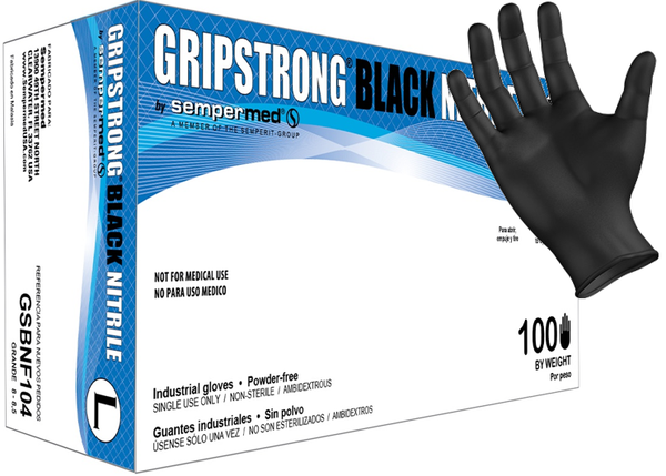 GripStrong [GSBNF] Black Nitrile 4 Mil General Purpose Disposable Glove (Case of 1000). Free Shipping. Live Chat For Bulk Discounts.