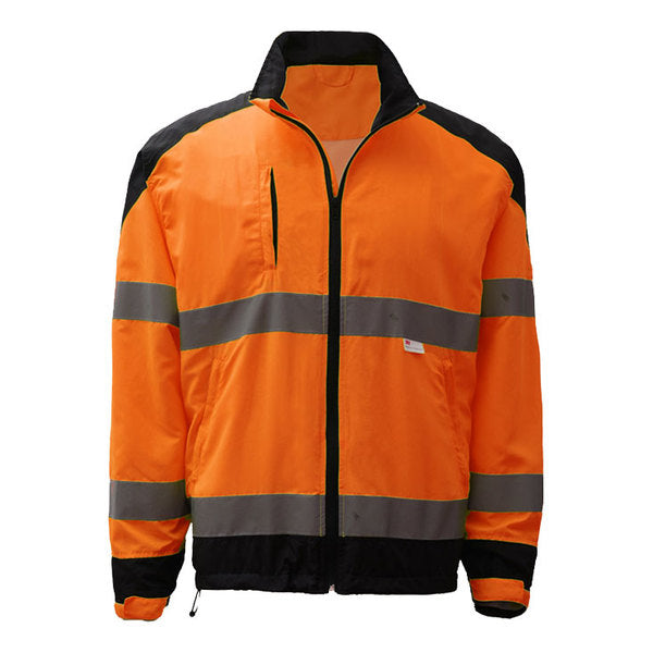 GSS Safety [7504] Premium Class 3 Zipper Windbreaker Jacket with Black Bottom-Orange. Live Chat for Bulk Discounts.