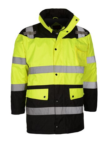 GSS Safety [8501] Class 3 Waterproof Fleece-Lined Parka Jacket - Lime with Black Bottom. Live Chat for Bulk Discounts.