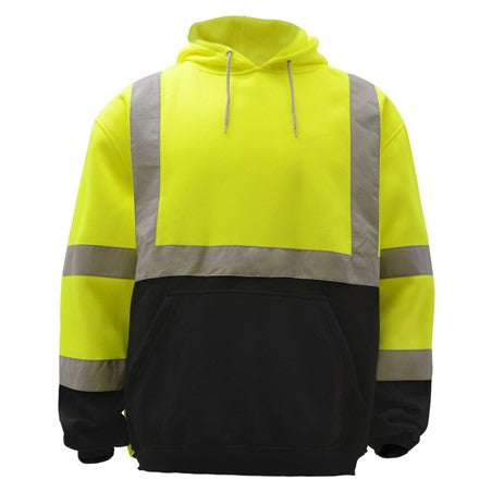 GSS Safety [7001] Hi Vis Class 3 Pullover Fleece Sweatshirt with Black Bottom - Lime. Live Chat for Bulk Discounts.