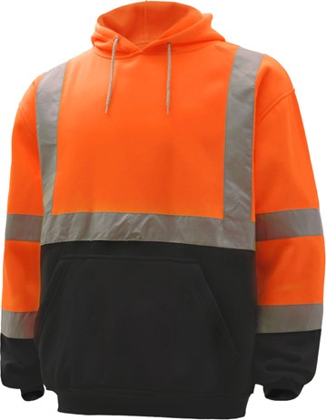 GSS Safety [7002] Hi Vis Class 3 Pullover Fleece Sweatshirt with Black Bottom - Orange. Live Chat for Bulk Discounts.
