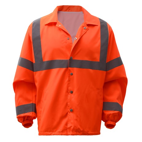 GSS Safety [7502] Standard Class 3 Snap Button Windbreaker Jacket-Orange. Live Chat for Bulk Discounts.