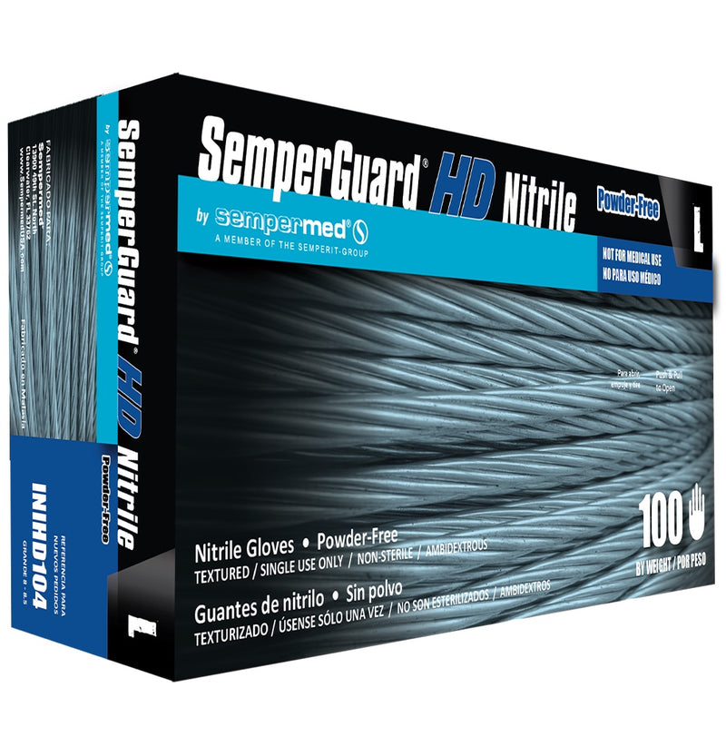 SemperGuard [INIHD] Blue HD Nitrile 6.5 Mil Industrial Latex Free Disposable Gloves (Case of 1000). Free Shipping. Live Chat for Bulk Discounts.