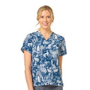 Women's V-Neck Print Scrub Top. Live Chat for Bulk Discounts