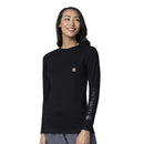 Women's Crew Neck Long Sleeve Pocket Tee. Live Chat for Bulk Discounts