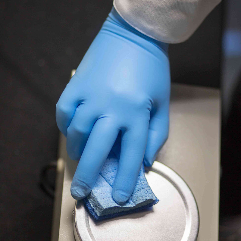 Gloveworks Extended Cuff Exam Grade Blue Nitrile Gloves.  7 mil, 12 inches long, Latex Free, Powder Free, Textured, Disposable [GPNHD], Case of 500.  Live Chat for Bulk Discounts.
