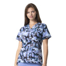 Women's V-Neck Print Scrub Top. Live Chat for Bulk Discounts