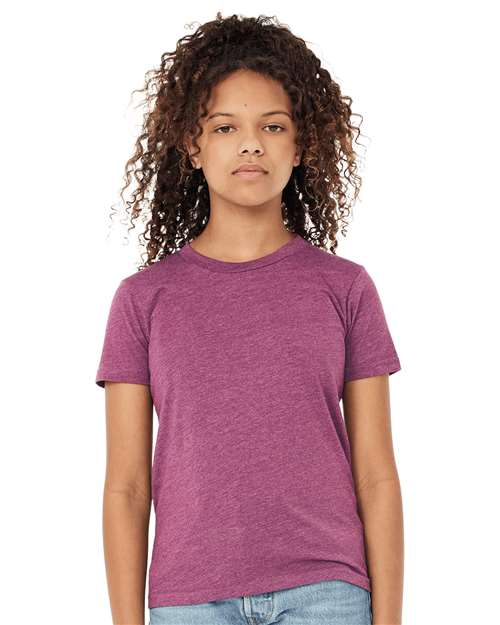BELLA + CANVAS Youth CVC Jersey Tee 3001YCVC - Heather Magenta