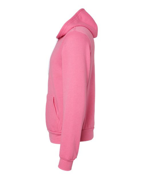 BELLA + CANVAS Sponge Fleece Full-Zip Hoodie 3739 - Heather Charity Pink
