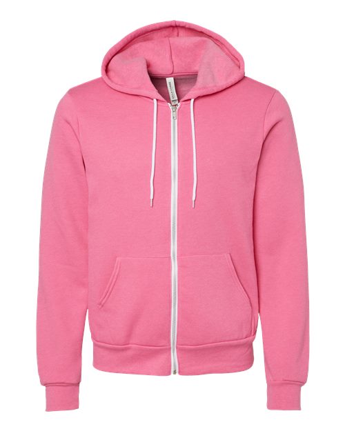BELLA + CANVAS Sponge Fleece Full-Zip Hoodie 3739 - Heather Charity Pink