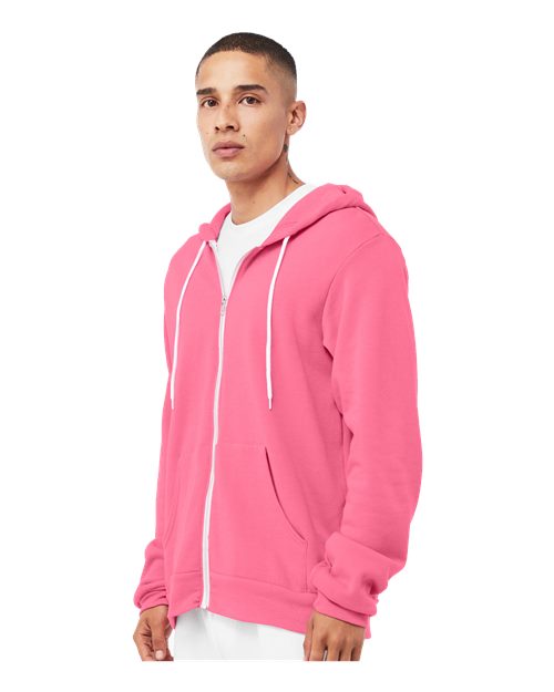 BELLA + CANVAS Sponge Fleece Full-Zip Hoodie 3739 - Heather Charity Pink