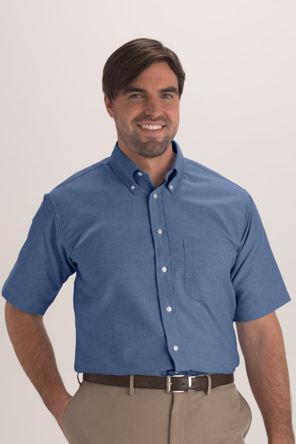 Edwards Easy Care Oxford Short Sleeve Mens Shirt [#1027].  Live Chat for Bulk Discounts