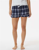 Boxercraft Women's Flannel Shorts BW6501 - Navy/ Silver