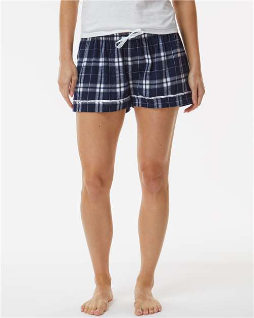 Boxercraft Women's Flannel Shorts BW6501 - Navy/ Silver