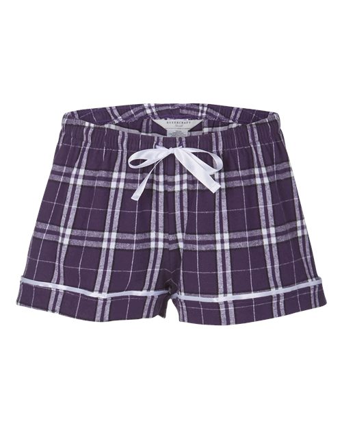 Boxercraft Women's Flannel Shorts BW6501 - Purple/ White