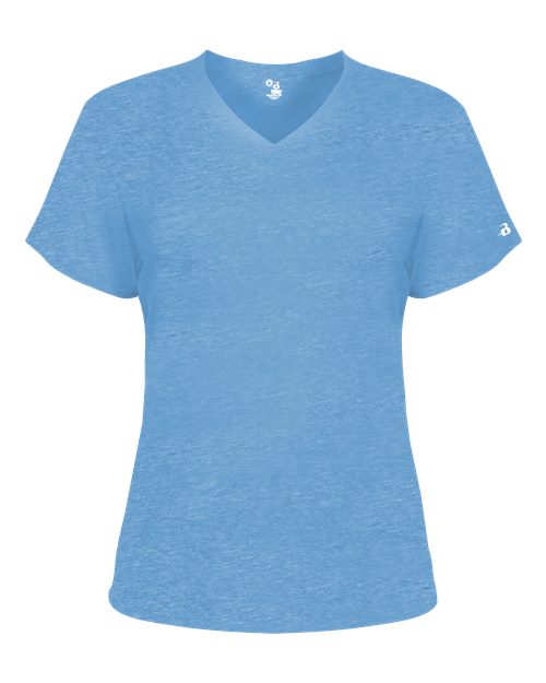 Badger Women’s Triblend Performance V-Neck Short Sleeve T-Shirt 4962 - Columbia Blue Heather