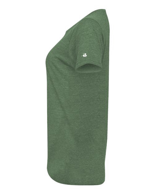 Badger Women’s Triblend Performance V-Neck Short Sleeve T-Shirt 4962 - Forest Heather