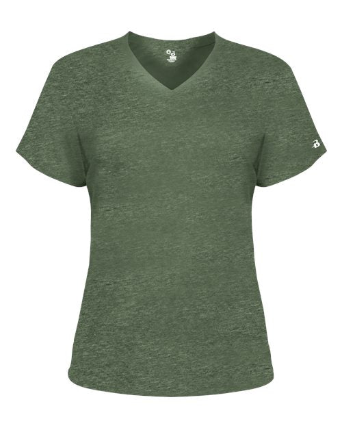 Badger Women’s Triblend Performance V-Neck Short Sleeve T-Shirt 4962 - Forest Heather