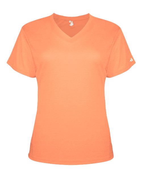Badger Women’s Triblend Performance V-Neck Short Sleeve T-Shirt 4962 - Peach