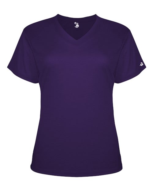 Badger Women’s Triblend Performance V-Neck Short Sleeve T-Shirt 4962 - Purple