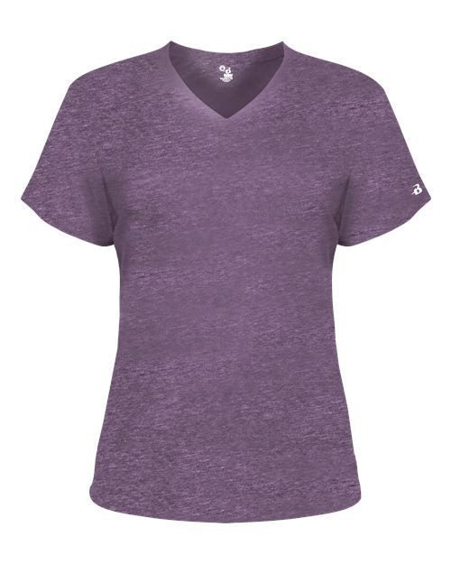 Badger Women’s Triblend Performance V-Neck Short Sleeve T-Shirt 4962 - Purple Heather