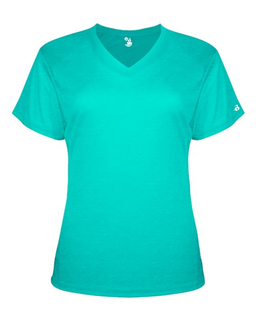 Badger Women’s Triblend Performance V-Neck Short Sleeve T-Shirt 4962 - Turquoise
