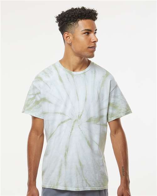 Dyenomite Cyclone Pinwheel Tie-Dyed T-Shirt 200CY - Olive Oil