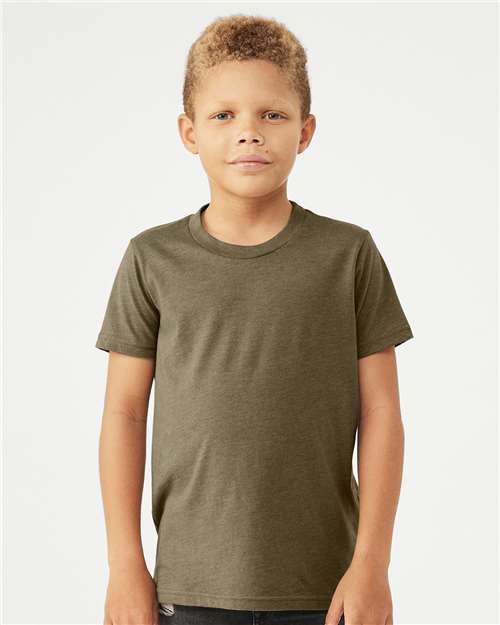 BELLA + CANVAS Youth CVC Jersey Tee 3001YCVC - Heather Olive