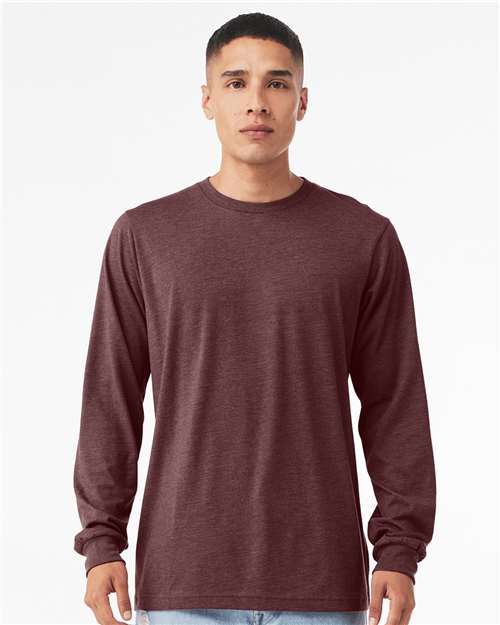 BELLA + CANVAS Heather CVC Long Sleeve Tee 3501CVC - Heather Maroon