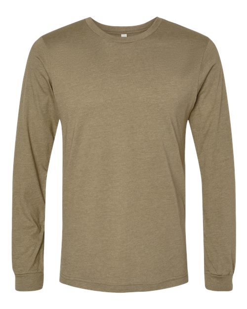 BELLA + CANVAS Heather CVC Long Sleeve Tee 3501CVC - Heather Olive